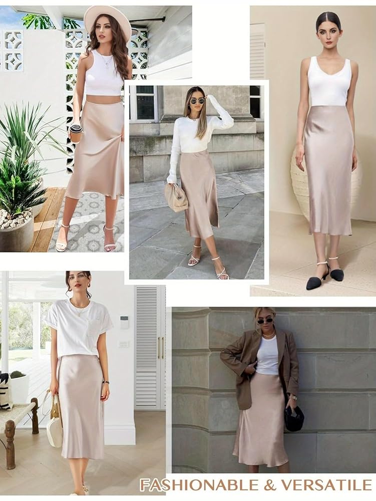 Amazon.com: Satin Skirts for Women Trendy, High Waisted